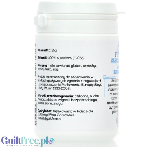 FitGridients Sucralose - czysta sukraloza 100%, słodzik zero kalorii bez wypełniaczy, 600 x słodsza od cukru