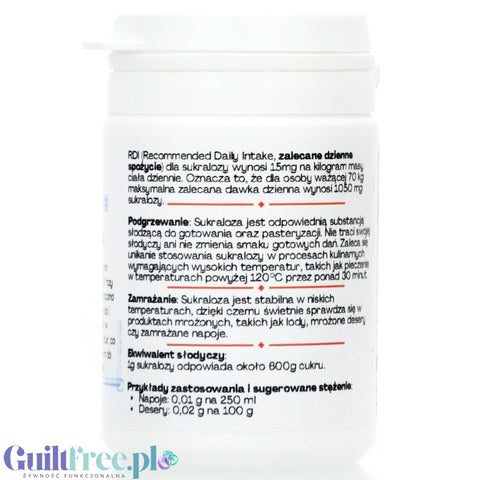 FitGridients Sucralose - czysta sukraloza 100%, słodzik zero kalorii bez wypełniaczy, 600 x słodsza od cukru