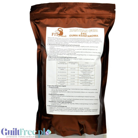FITgridients Xanthan Gum E-415 1kg - 100% thickener without additives and fillers.