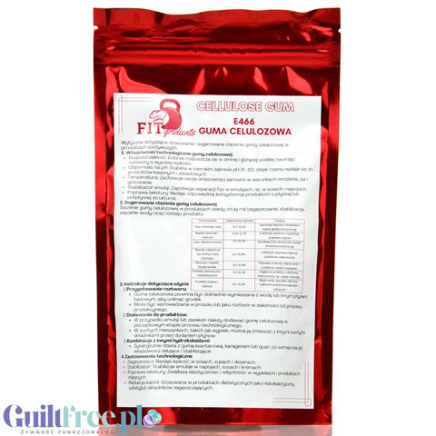 FITgridients Guma Celulozowa 100g, zagęstnik  (CMC, Karboksymetyloceluloza, klej spożywczy E466)