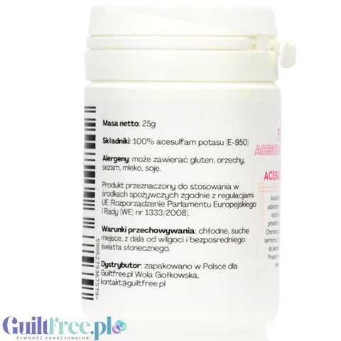 FITgridients, Purely Sweet Acesulfame-K - słodzik czysty acesulfam potasu bez wypełniaczy E-950