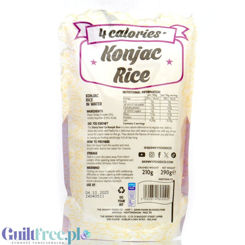 Skinny Food Rice Pasta 210g - makaron konjac 6kcal, kształt ziarenek ryżu