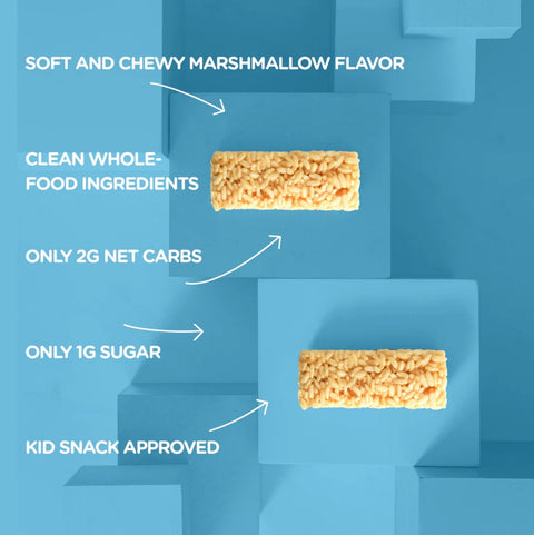 Sinless Low Carb Marshmallow Krisp Bar 90kcal - low carbohydrate crunchy marshmallow bar without sugar and maltitol