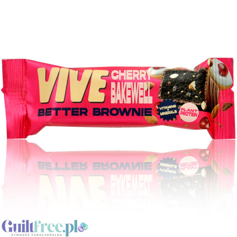 Vive Better Brownie Cherry Bakewell - bezglutenowy wegański baton białkowy, Wiśnia, Migdały & Ciemna Czekolada