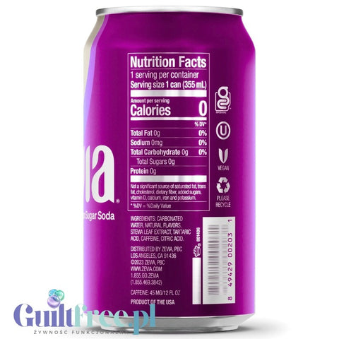 Zevia Cran-Raspberry - 100% naturalna maliniada żurawinowa bez kalorii ze stewią