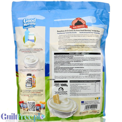 Max Protein Crema de Arroz, White Choco & Vanilla 1kg - kleik ryżowy bez cukru, regeneracyjny posiłek treningowy