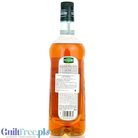Teisseire Caramel Syrup 0% 1L- wegański syrop bez cukru do kawy o smaku karmelowym