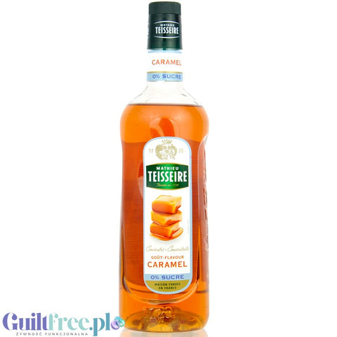 Teisseire Caramel Syrup 0% 1L- wegański syrop bez cukru do kawy o smaku karmelowym