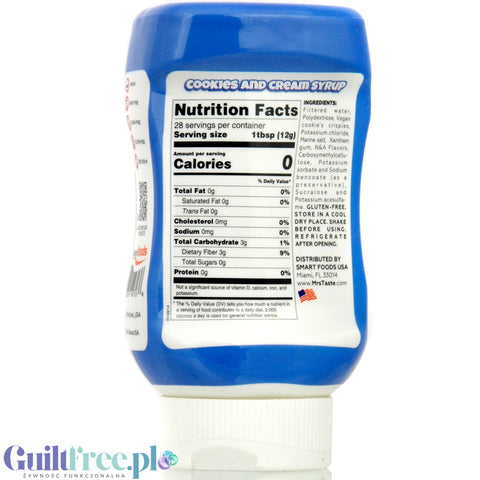 Mrs Taste Zero Calorie Syrup, Cookies & Cream - 0kcal syrup flavored with cookies and cream