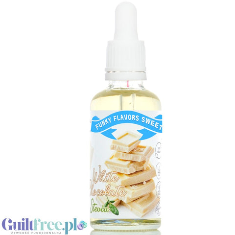 Funky Flavors Sweet White Chocolate STEVIA - kropelki smakowe ze stewią, aromat bez cukru & bez tłuszczu, Biała Czekolada