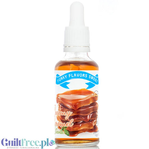 Funky Flavors Sweet Creamy Caramel Stevia - kropelki smakowe ze stewią aromat bez cukru & bez tłuszczu, Karmel