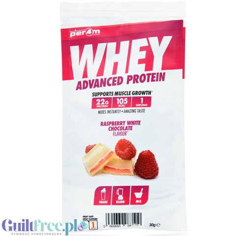 Per4m Whey Advanced Protein Raspberry White Chocolate 30g saszetka - gęsta odżywka białkowa WPC, WPI & MPC
