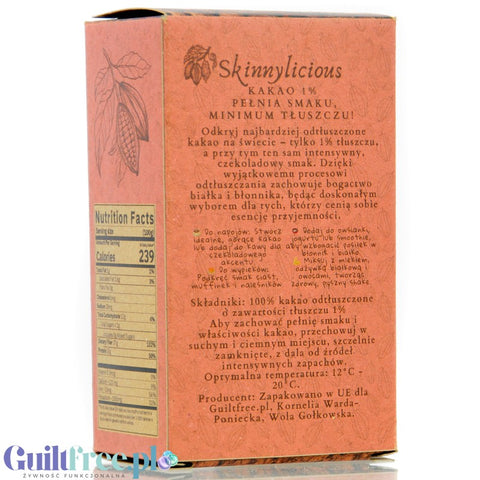 Skinnylicious Cocoa - kakao maksymalnie odtłuszczone 1% tłuszczu