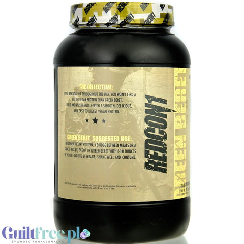 RedCon1 Green Beret Vegan Protein Peanut Butter - vegan protein supplement with stevia and erythrol, free of sucralose, soy and 