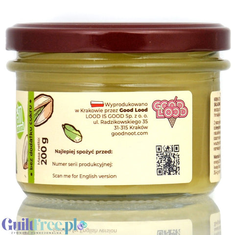 Good Noot Pistachio Cream - wegański rzemieślniczy krem pistacjowy bez cukru 45% pistacji