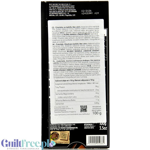 Valor Negro 70% - bezglutenowa wegańska czekolada bez dodatku cukru