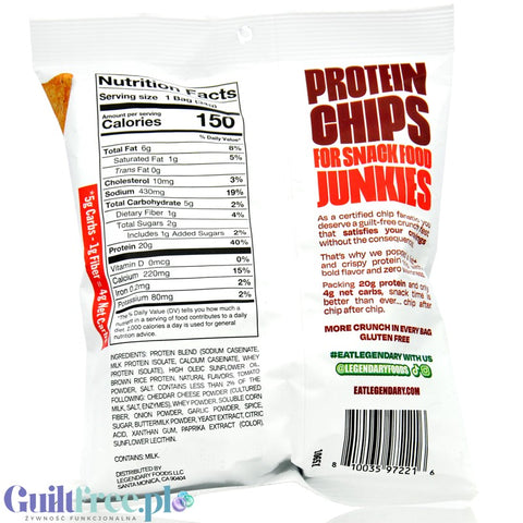 Legendary Popped Protein Chips, Pizza - 20g protein chips, Pizza