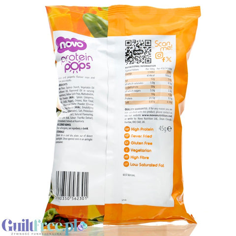 Novo Foods Protein Pops Cheese & Jalapeño - pikantne chipsy proteinowe serowo-paprykowe 65% mniej tłuszczu