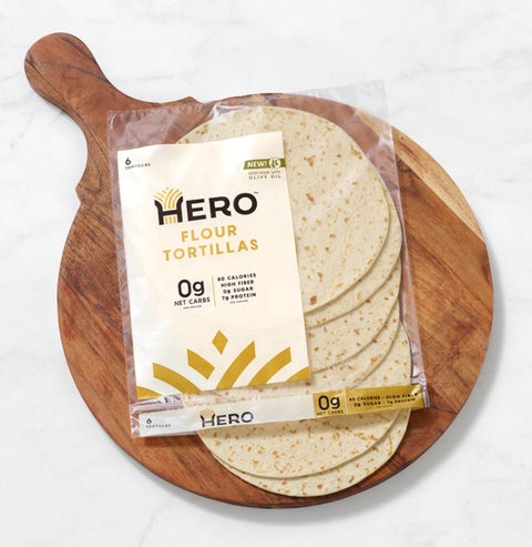 Hero Bread Tortilla Wraps - keto tortille wysokobiałkowe 80kcal, 1g węglowodanów & 7g białka