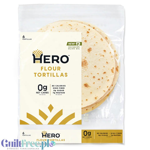Hero Bread Tortilla Wraps - keto tortille wysokobiałkowe 80kcal, 1g węglowodanów & 7g białka