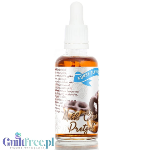 Funky Flavors Sweet Milk Chocolate Pretzel - smakowe kropelki słodzące bez cukru i kcal, Precelki w Mlecznej Czekoladzie