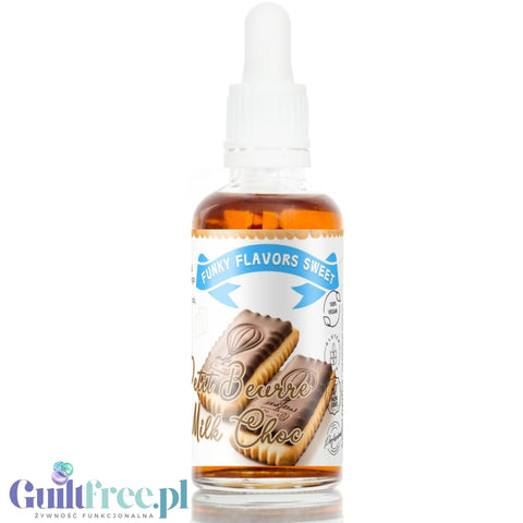 Funky Flavors Sweet Petit Beurre Milk Choc - kropelki słodzące bez cukru o smaku maślanych herbatników w czekoladzie