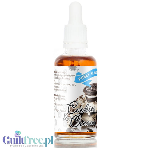 Funky Flavors Sweet Cookies & Cream - ciasteczkowe słodkie kropelki smakowe bez cukru i bez tłuszczu