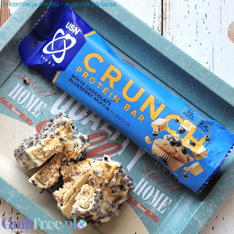 USN Trust Crunch Protein Bar White Chocolate Blueberry Muffin - chrupiący baton białkowy Biała Czekolada & Jagodowy Muffin