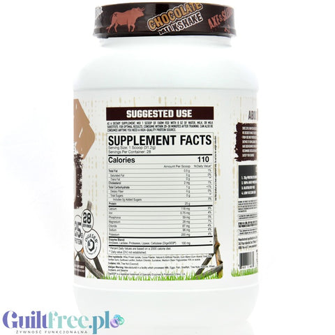 Axe & Sledge Farm Fed, Chocolate Milkshake - a unique protein supplement for the demanding 100% WPI, 25g protein