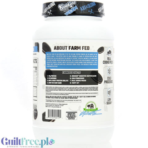 Axe & Sledge Farm Fed, Cookies & Cream - wyśrubowana odżywka białkowa 100% WPI, 25g białka