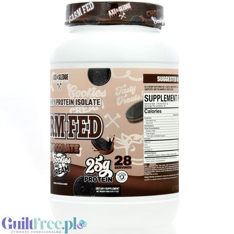 Axe & Sledge Farm Fed, Chocolate Cookies & Cream - upscale protein supplement 100% WPI, 25g protein