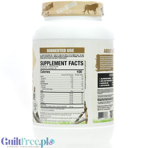Axe & Sledge Farm Fed, Vanilla Milkshake - uncompromised 100% WPI protein supplement, 25g protein & 100kcal