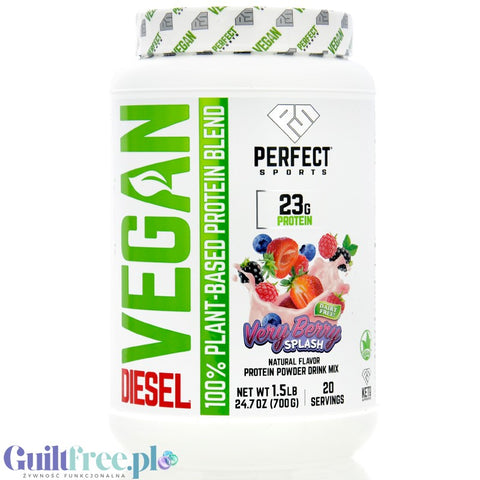 Perfect Sport Diesel Vegan Very Berry Splash - nowozelandzka wegańska keto odżywka białkowa tylko ze stewią