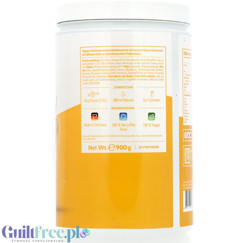 Rocka Nutrition Protein Shake Caramel Popcorn 900g - wegańska odżywka białkowa 4 źródeł białka, smak Karmelizowany Popcorn