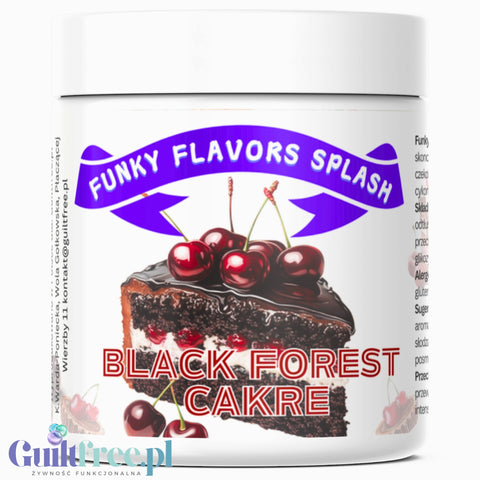 Funky Flavors Splash Black Forest Cake 50g - aromat słodzący w proszku bez cukru, smak Wiśniowe Ciasto Czekoladowe