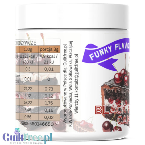 Funky Flavors Splash Black Forest Cake 50g - aromat słodzący w proszku bez cukru, smak Wiśniowe Ciasto Czekoladowe