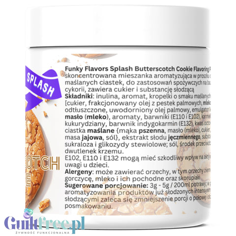 Funky Flavors Splash Butterscotch Cookie 50g - aromat słodzący w proszku bez cukru, smak Maślanego Herbatnika