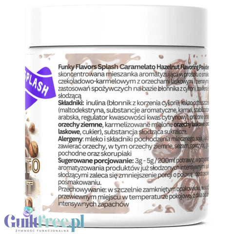 Funky Flavors Splash Caramelato Hazelnut 50g - aromat słodzący w proszku, smak Karmelizowane Orzechy Laskowe w Czekoladzie