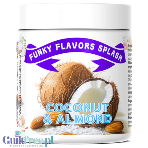 Funky Flavors Splash Coconut 9kcal 50g - kokosowy aromat słodzący w proszku z kokosem, migdałami i białą czekoladą