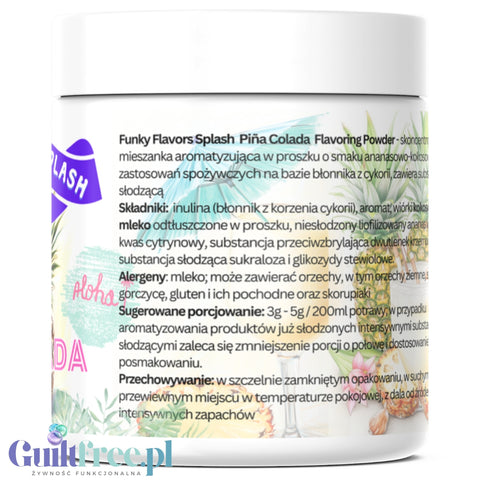 Funky Flavors Splash Pina Colada - low carb, fat free powdered food flavoring