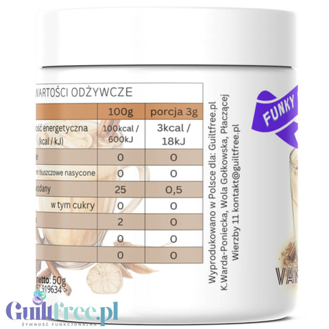 Funky Flavors Splash Vanilla Chai 3kcal 50g - aromat słodzący w proszku, Korzenna Wanilia