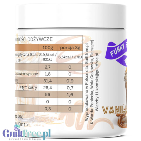 Funky Flavors Splash Vanilla Caramel 50g  low calorie sugar free, high fiber powdered food flavoring