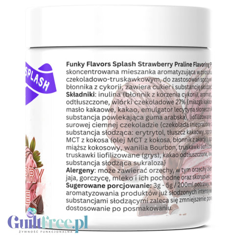 Funky Flavors Splash Strawberry Praline 50g - sugar-free powdered sweetener flavor, Praline flavor with strawberry mousse