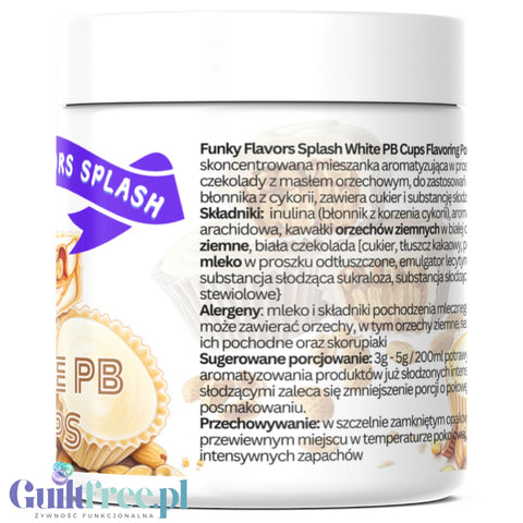 Funky Flavors Splash White PB Cup 50g  low calorie sugar free, high fiber powdered food flavoring