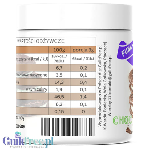 Funky Flavors Splash Mint Choc Patties 6kcal 50g - fiber sweetener powder.