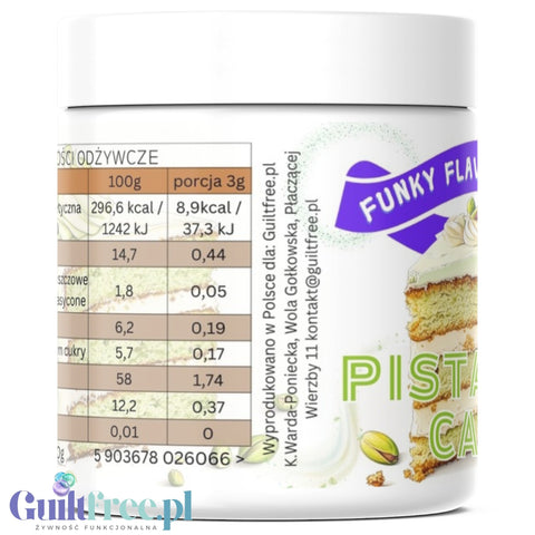 Funky Flavors Splash Pistachio Cake 50g low calorie sugar free, high fiber powdered food flavoring