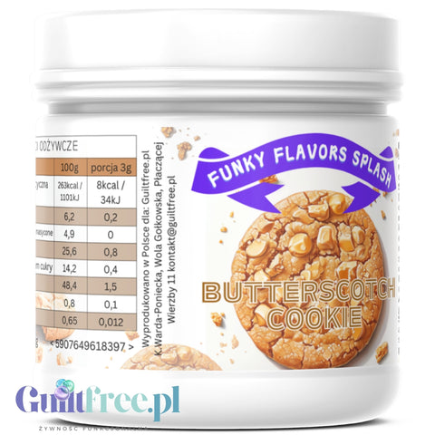 Funky Flavors Splash Butterscotch Cookie 150g - aromat słodzący w proszku bez cukru, smak Maślanego Herbatnika