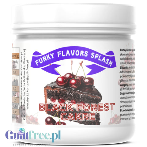 Funky Flavors Splash Black Forest Cake 150g - aromat słodzący w proszku bez cukru, smak Wiśniowe Ciasto Czekoladowe
