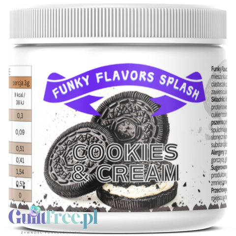 Funky Flavors Splash Cookies & Cream 6kcal 200g - skoncentrowany ciasteczkowy aromat słodzący w proszku