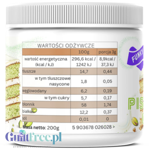 Funky Flavors Splash Pistachio Cake 200g low calorie sugar free, high fiber powdered food flavoring
